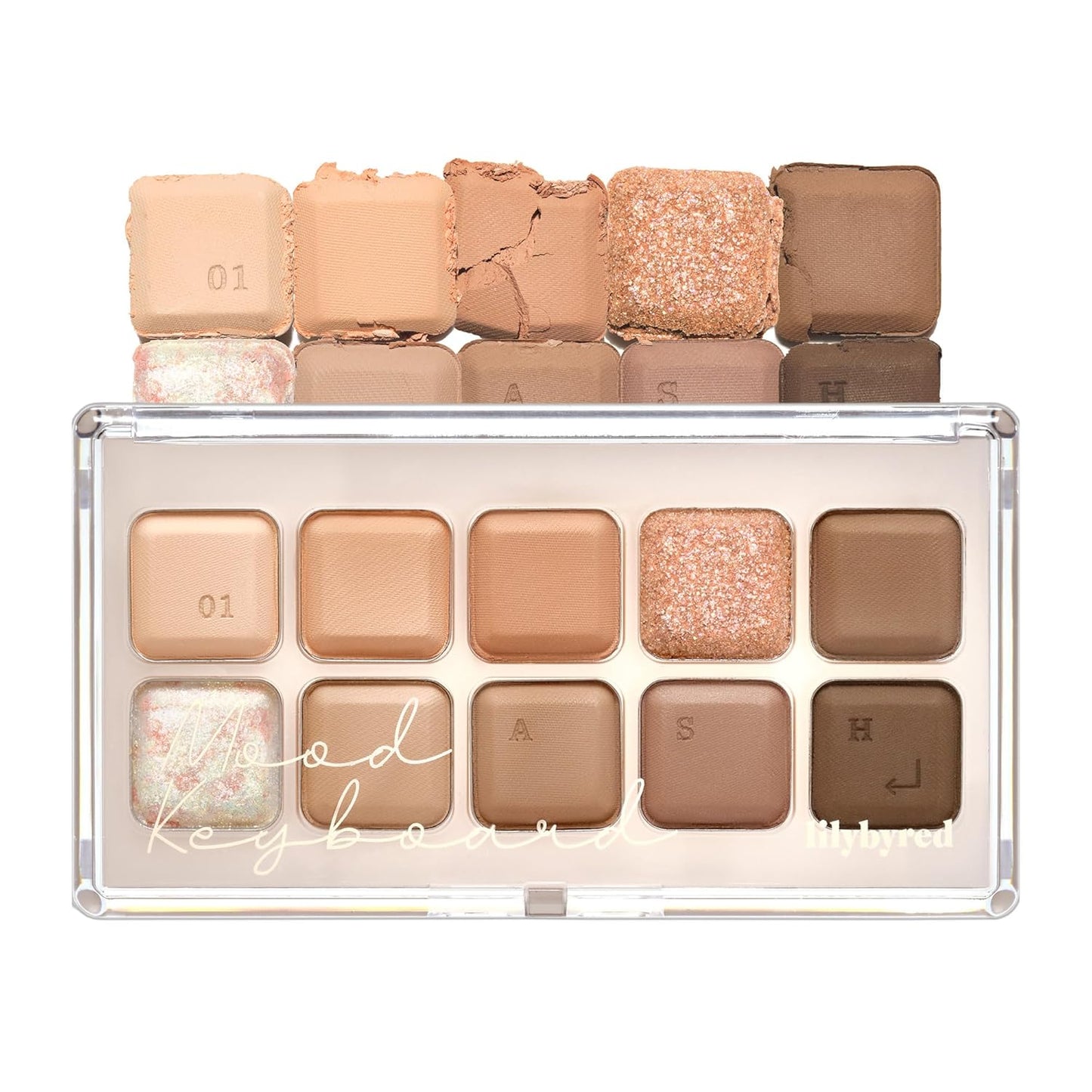 lilybyred Mood keyboard eyeshadow palette | Soft neutral ash color, Long-Wearing, glitter, Clear watercolor | Palette With Easy Color Matching For All | K-beauty (01#Ash Cinnamon)