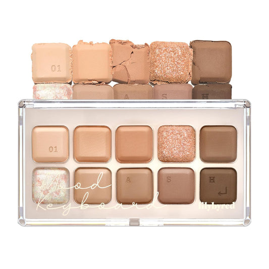 lilybyred Mood keyboard eyeshadow palette | Soft neutral ash color, Long-Wearing, glitter, Clear watercolor | Palette With Easy Color Matching For All | K-beauty (01#Ash Cinnamon)