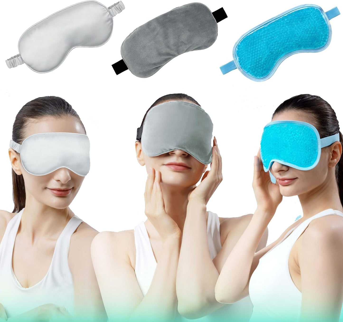 Eye Mask Set of 3 - Heated Eye Mask with Weighted Moist Warm Compress for Dry Eyes & Migraine - Cooling Eye Mask with Cold Compress for Irritated Eyes, Dry Eyes, Blepharitis, and Styes