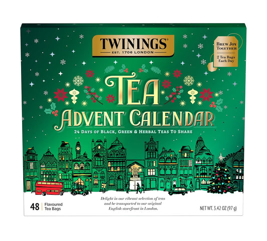 NEW Twinings Tea Advent Calendar Gift Set, 24-Day Holiday Sampler with Black, Green & Herbal Teas, Christmas Countdown Box for Tea Lovers, Brew Joy Together, 48 Count (Pack of 1), 48 Tea Bags