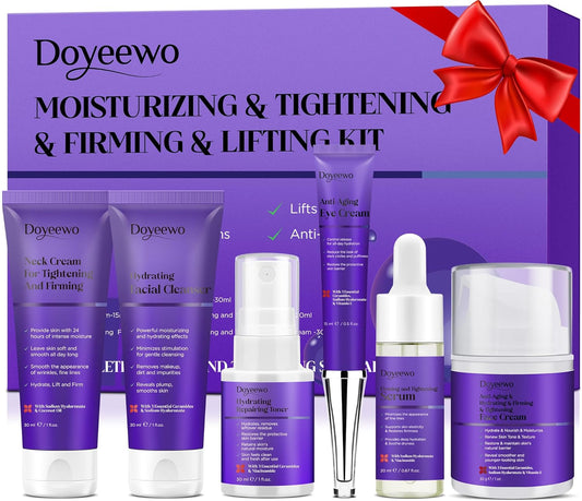Skin Care Set,Professional Womens Teens Tighten Lift Firm Skincare,Hydrate Anti-Aging Facial Skin Care Routine Kit Travel Gift Set,Birthday Christmas Secret Santa Gifts for Women Teenage Girl Wife Mom