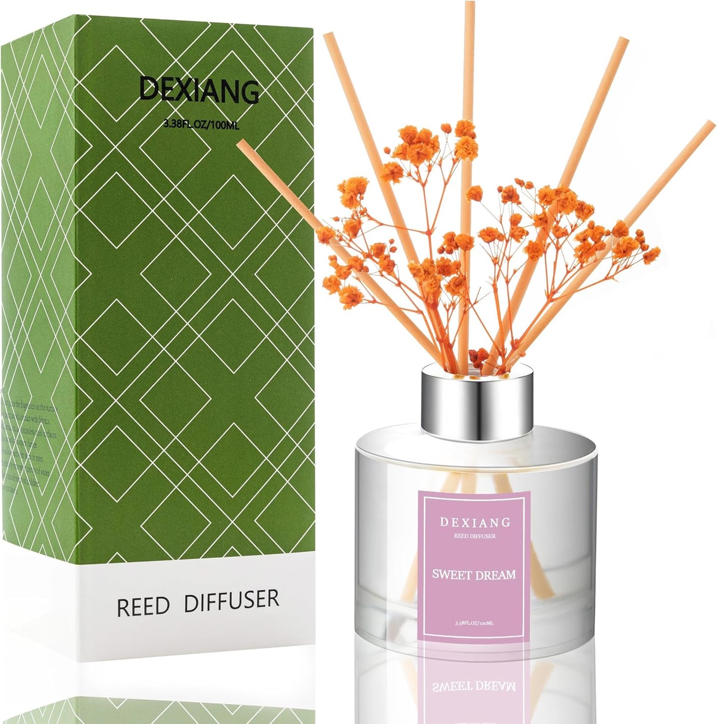 Sweet Dream Reed Diffuser Set - 3.38 fl oz (100ml) Essential Oil with 6 Reed Sticks | Home & Bathroom Decor