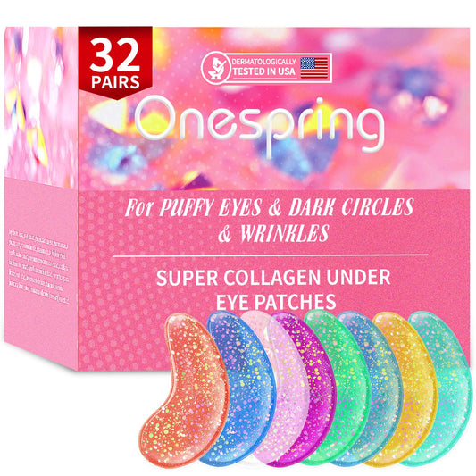 Under Eye Patches (32 Pairs) - Collagen-Infused, Anti-Puffiness & Dark Circle Treatment - Luxurious Skincare for Under Eye Bags & Fine Lines, Gifts for Women