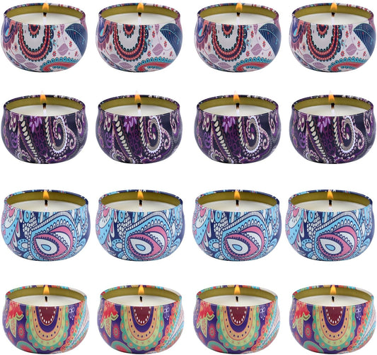 kedtui Scented Candles Gift Set, 16 Pack Aromatherapy Candle, Natural Soy Wax Travel Tin Candles for Home Scented, Ideal for Christmas, Birthday, Thanksgiving, Valentines Day Gifts