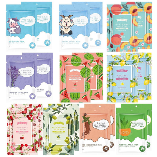 20 Sheets Face Masks Skincare,Hydrating Face Masks Suitable for All Skin Types,Facial Masks for Women Skin Care, Soothe and Moisture Face Sheet Masks for Spa