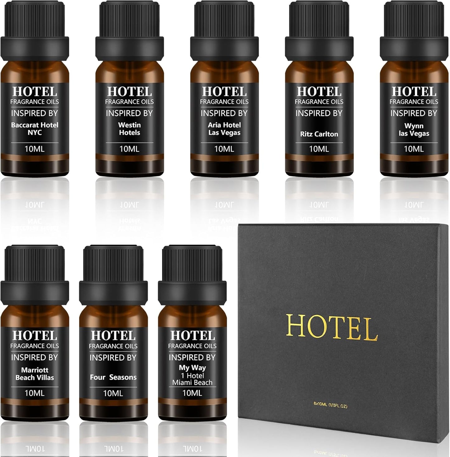 Hotel Collection Diffuser Essential Oil Gift Set,Seaside Hotel Scents for Home,Stress Relief Air Freshening,My Way,Westin,Wynn Las Vegas,Baccarat,Four Seasons,Aria
