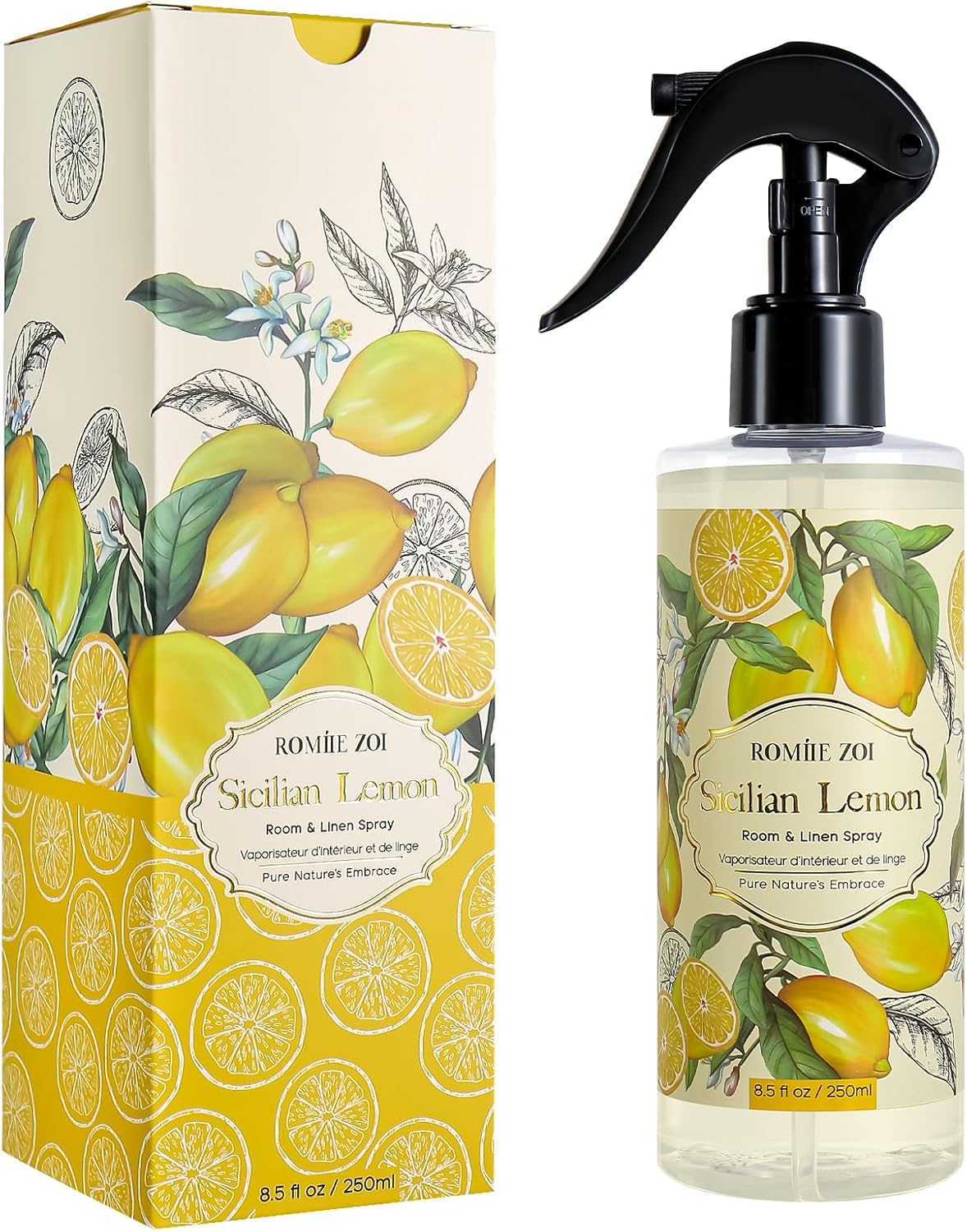 ROMIIE ZOI Room Spray Lemon, Air Freshener Spray Made with Natural Plant Extract, Scented Room Spray for Home Fragrance Fabric Spray Freshener 8.5 FL OZ