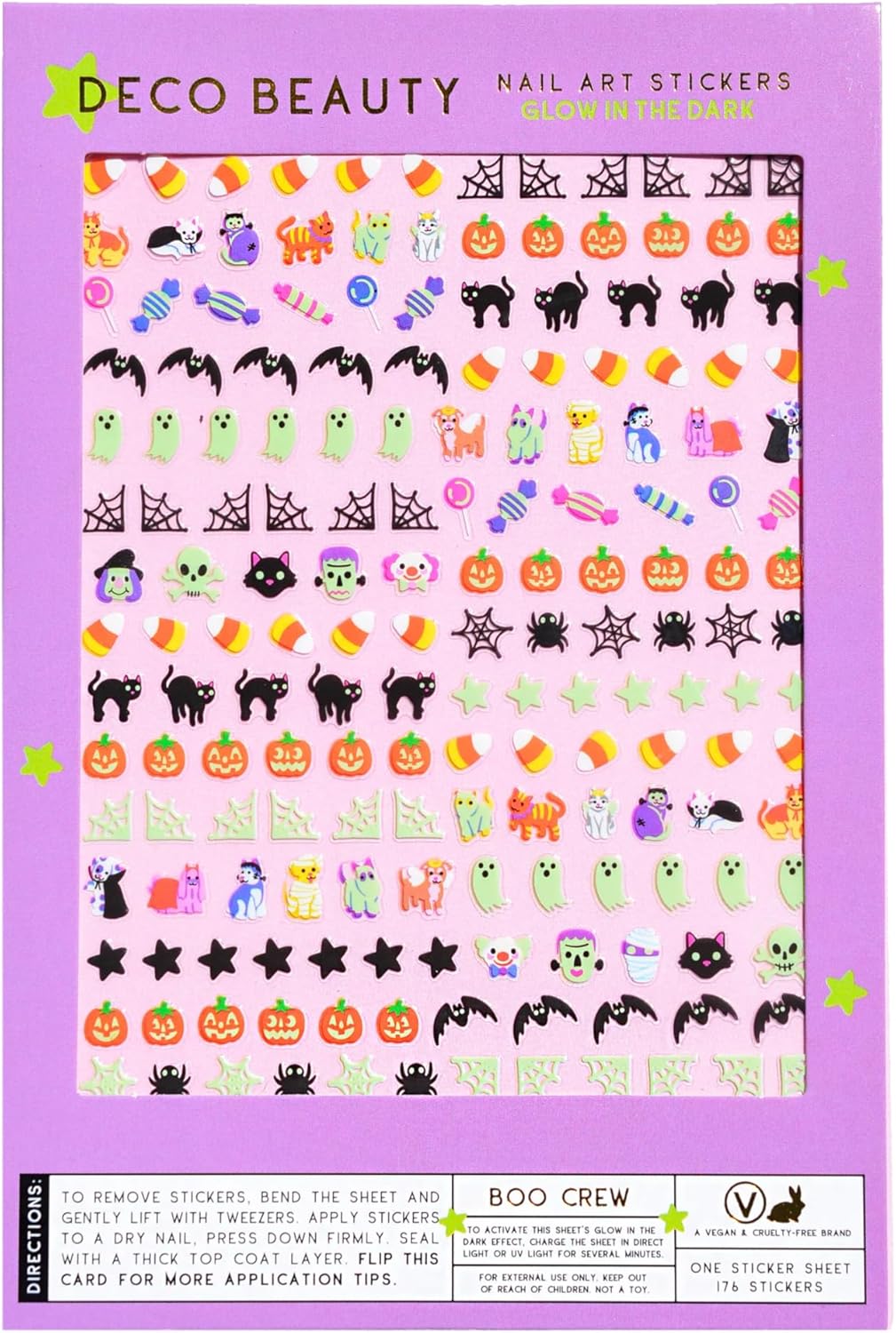 Deco Beauty Boo Crew Nail Stickers - Lightweight & Easy-to-Apply Nail Art with Trendy Designs - Durable & Long-Lasting Nail Stickers for Women, Ideal for DIY Manicures & Salon-Quality Nails