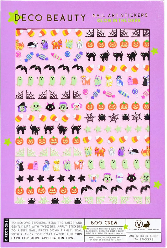 Deco Beauty Boo Crew Nail Stickers - Lightweight & Easy-to-Apply Nail Art with Trendy Designs - Durable & Long-Lasting Nail Stickers for Women, Ideal for DIY Manicures & Salon-Quality Nails