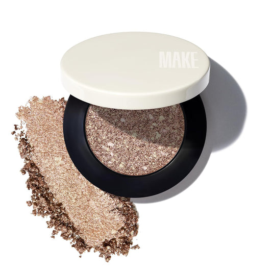 MAKE Beauty Multi-Chromatic Eye Shadow. Metal Reflecting Luminous Foil Finish Creamy, Buildable, Dimensional Long-wear, Crease-proof Powder Eyeshadow, Multichrome Shade - Dream Dust, Gold