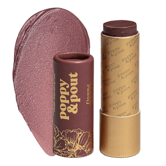 Poppy & Pout All Natural Lip Tint, Cardboard Tube, Hand-Filled, Beeswax, Vitamin E, Coconut Oil, Cruelty Free, All-Natural Shades (Donna)