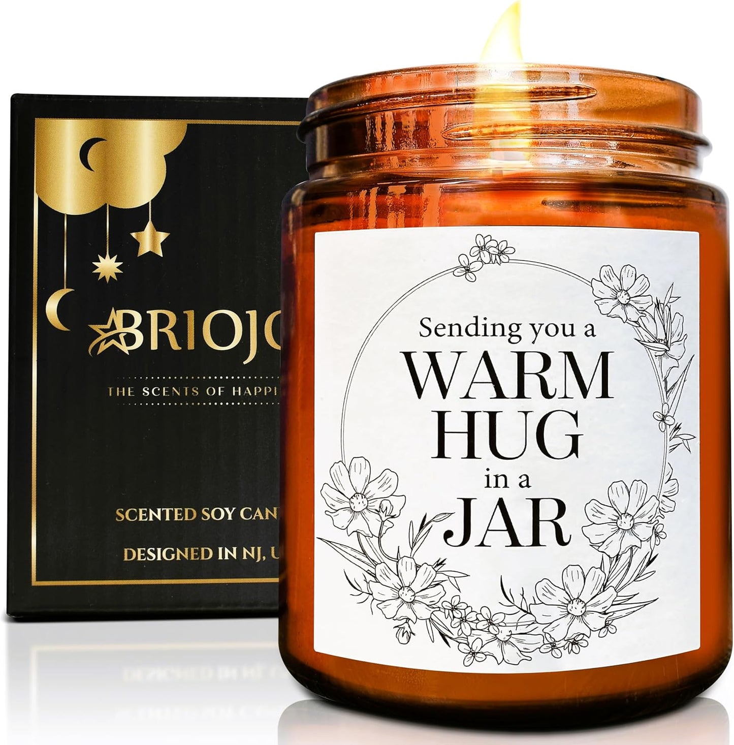 Sending You Warm Hug in a Jar Candle - Friendship Gifts for Women Men Best Friend - Relaxing Gift for Her Him - Natural Soy Candle for Home - Sea Salt Jasmine Scented Candles for Stress Relief