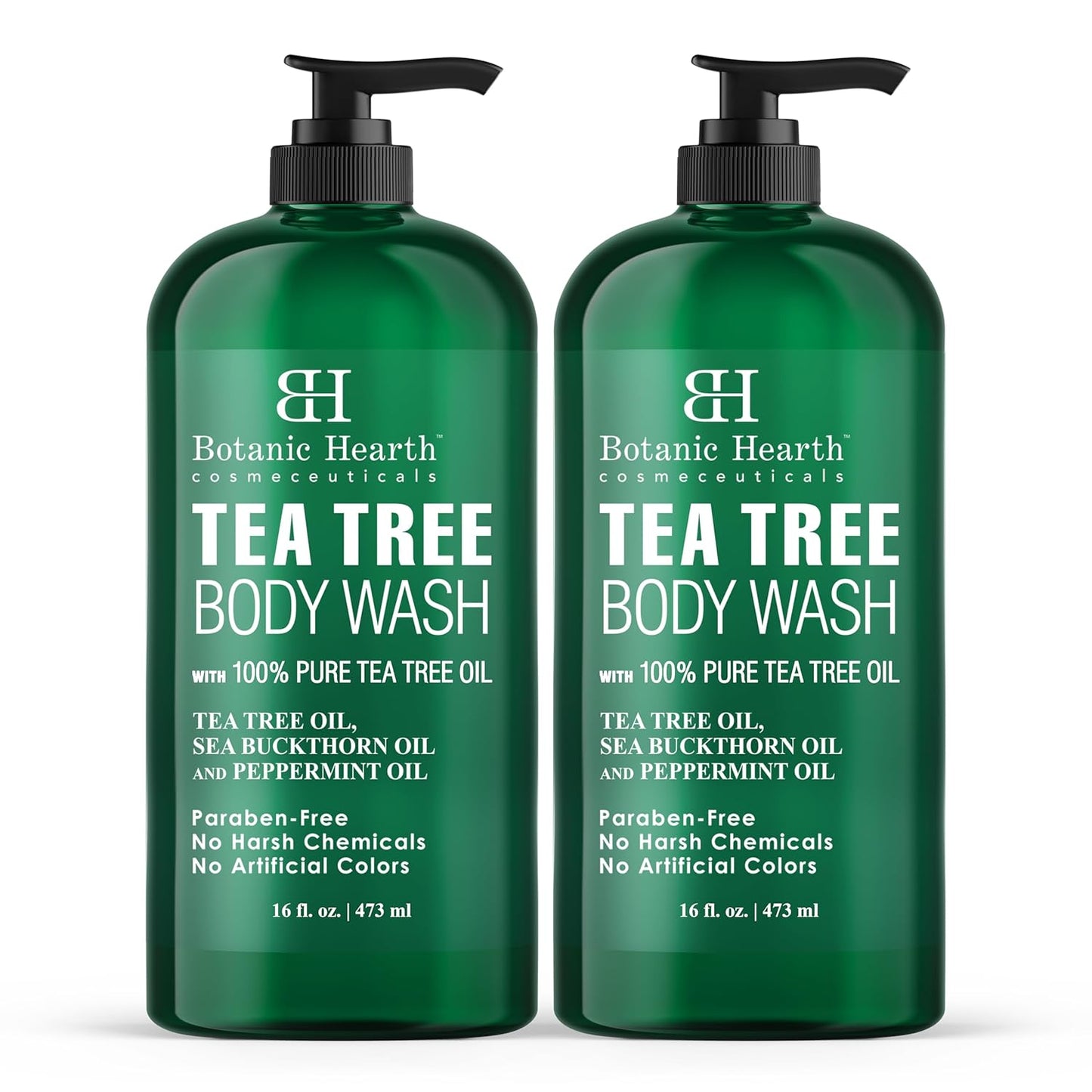 Botanic Hearth Tea Tree Body Wash | 16 Fl Oz | Helps Soothe Itchy, Dry Skin, Antifugal Body Wash With 100% Pure Tea Tree Oil | Sulfate Free, Paraben Free, For Men And Women Set Of 2