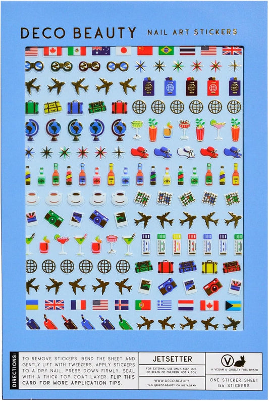 Deco Beauty Jetsetter Nail Stickers - Lightweight & Easy-to-Apply Nail Art with Trendy Designs - Durable & Long-Lasting Nail Stickers for Women, Ideal for DIY Manicures & Salon-Quality Nails