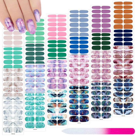 Maitys 336 Pieces 24 Sheets Full Wrap Nail Polish Strips Stickers Self Adhesive Gel Nail Strips Art Decals with File for Women DIY Decorations(Vintage Style)