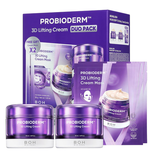 BIOHEAL BOH PROBIODERM™ 3D Lifting Cream Double Set + Cream Masks | Korean Anti-Aging Face Cream for Wrinkles & Skin Firming | Peptide Face Mask for Jawline Lift | Skincare Gift Set for Women & Men