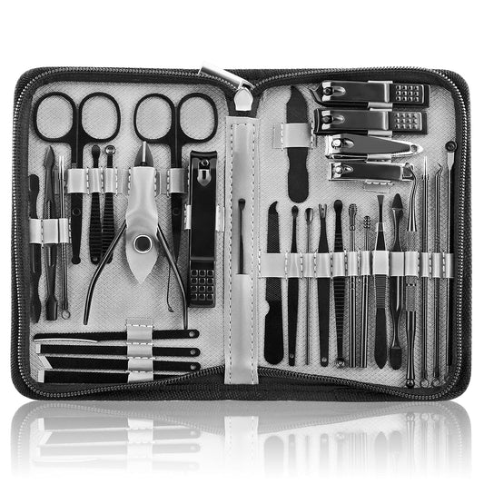 Manicure Set 32pcs Professional Nail Clippers Kit Pedicure Care Tools-Stainless Steel Grooming Tools for Travel