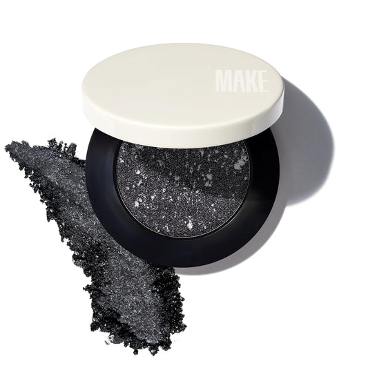 MAKE Beauty Multi-Chromatic Eye Shadow. Metal Reflecting Luminous Foil Finish Creamy, Buildable, Dimensional Long-wear, Crease-proof Powder Eyeshadow, Multichrome Shade - Onyx, Slate Grey