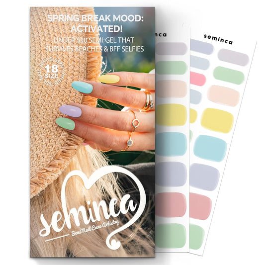 Semi Cured Gel Nail Strips-Candy Color Semi Gel Nail Stickers,36pcs DIY Salon Nails at Home Quick Manicure Press On Nails,Works with Any UV/LED Lamps(Pastel Light Colors)