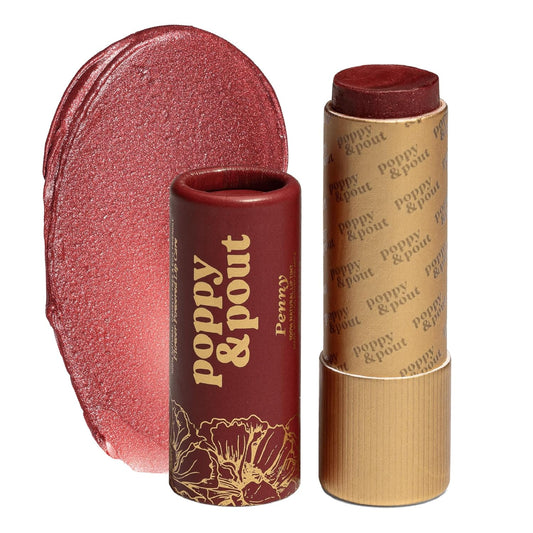 Poppy & Pout All Natural Lip Tint, Cardboard Tube, Hand-Filled, Beeswax, Vitamin E, Coconut Oil, Cruelty Free, All-Natural Shades (Penny)
