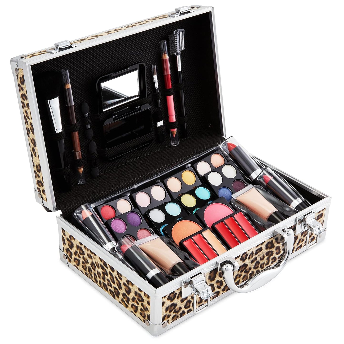 Vokai Makeup Kit Gift Set – 79 Piece - 32 Eye Shadows, 2 Blushes, 2 Lip Glosses, 2 Lipsticks, 2 Eye Liner Pencils, 1 Lip Liner Pencil, 1 Mascara - Case with Carrying Handle