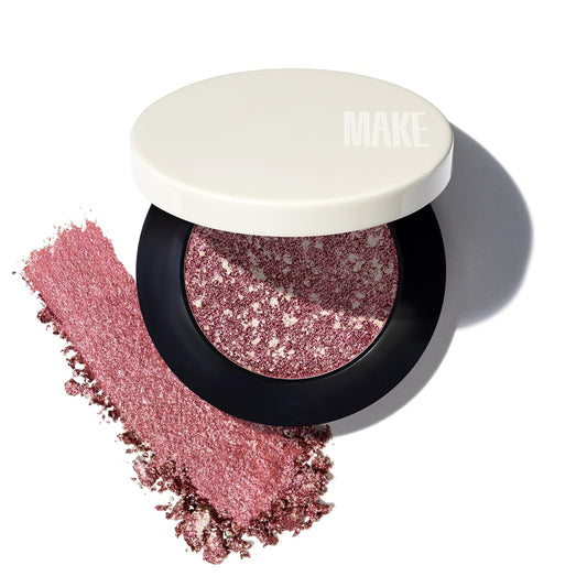 MAKE Beauty Multi-Chromatic Eye Shadow. Metal Reflecting Luminous Foil Finish Creamy, Buildable, Dimensional Long-wear, Crease-proof Powder Eyeshadow, Multichrome Shade - Rover, Magenta Pink