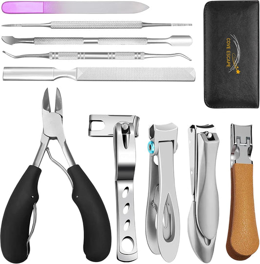 Toenail Clippers for Seniors Thick Toenails- Heavy Duty Podiatrist Ingrown Toe Nail Cutter for Men, Professional & Adults - Easy Grip Handle Stainless Steel (Extra Large, 10, Count)