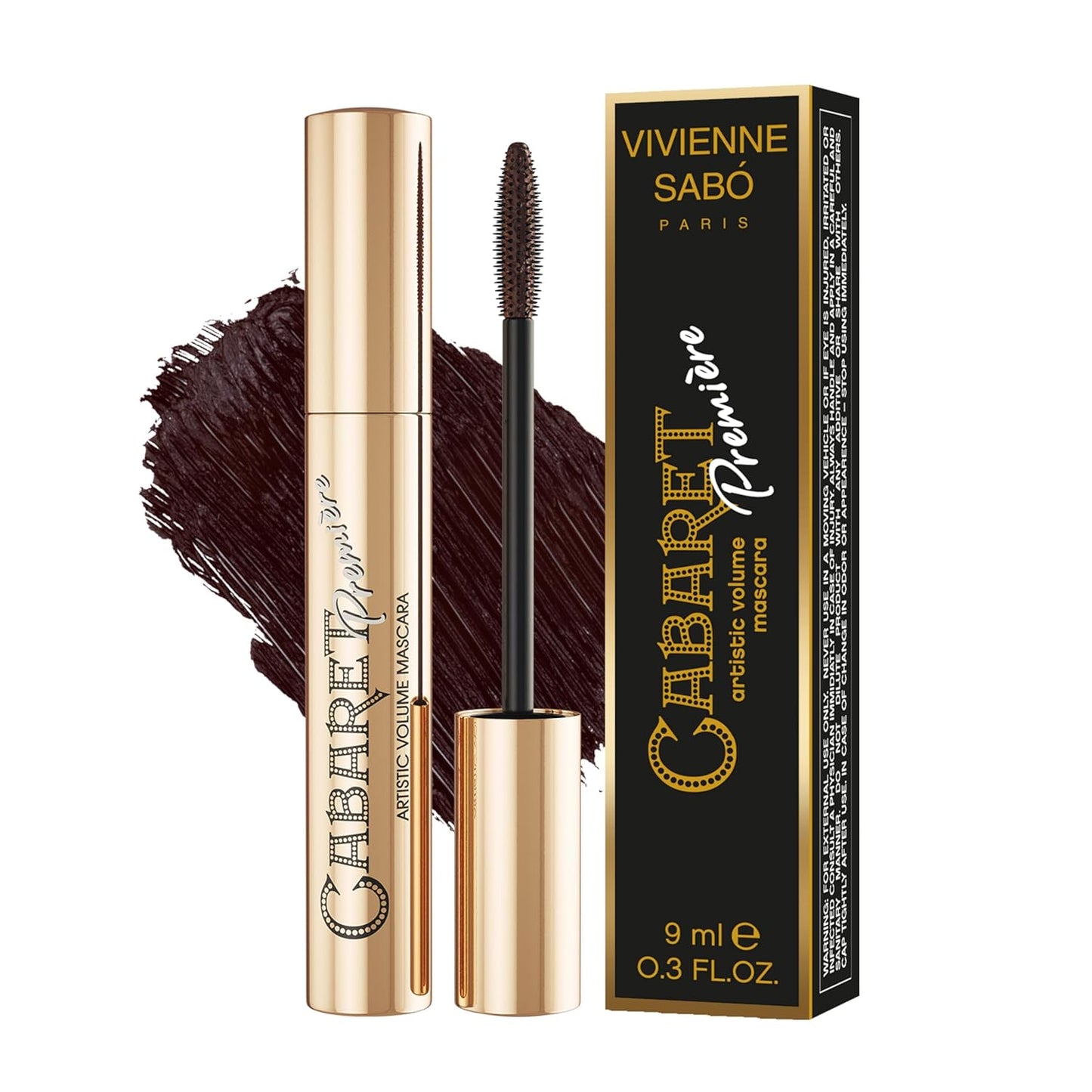 Vivienne Sabó Cabaret Premiere Brown Mascara, Volume and Length, Defining, Curling, No Flaking, No Clumping, Smudge Proof, Washable, Cruelty-Free, Made in Europe, (05 Brown), 0.3 Fl Oz, 1 Pack
