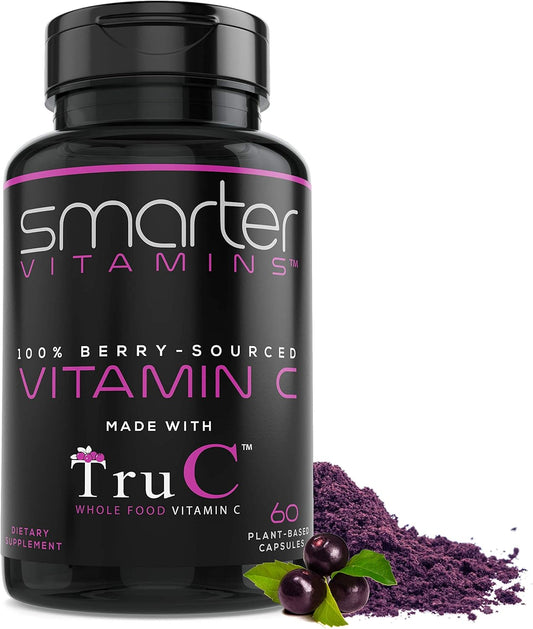 Smarter Raw Whole Food Vitamin C from Berries, Premium Antioxidants, Bioflavonoids & Polyphenols, 60 Vegan Capsules