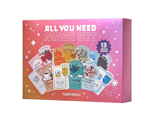 TONYMOLY All You Need Mask Set – Hydrating & Refreshing Korean Sheet Mask Variety Pack, 13 Masks for All Skin Types & Concerns, Moisturizing Facial Skincare