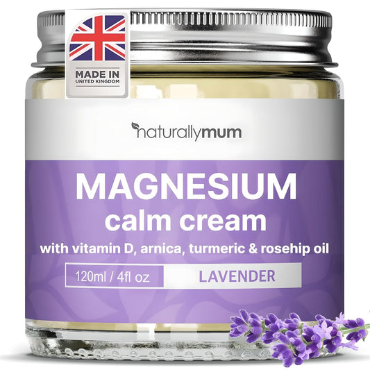 NaturallyMum - Magnesium Cream with Vitamin D3 [4 Fl Oz] - Magnesium and VIT D Lotion - Turmeric & Arnica Calm Cream - Magnesium and VIT D3 - Lavender