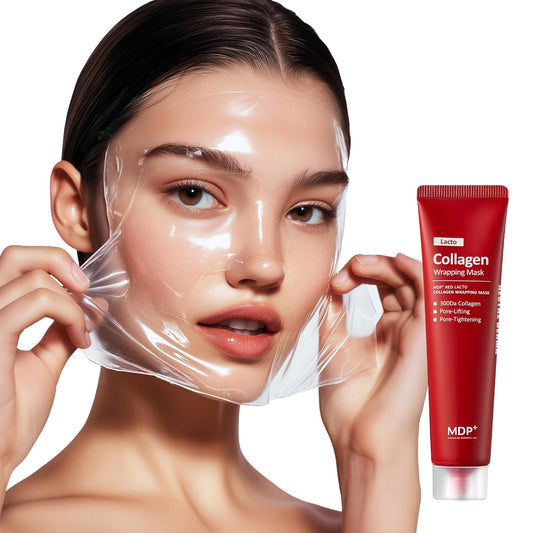 MDP+ RED LACTO COLLAGEN WRAPPING MASK, Glowy, Skin Elasticity, Hydrating, 2.36oz/70ml,Peel-off Mask, Pore Lifting and Minimizing, Korean Glass Skin