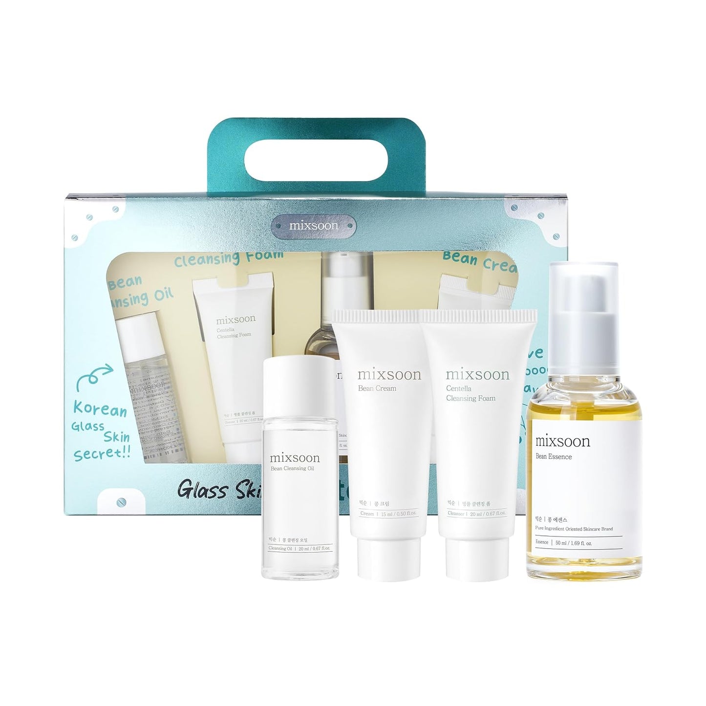 mixsoon Glass Skin Suit Case Best Seller Set (4Items Includes) Skincare Kit Moisturizing For Glow Skin Care Routine Gifts Korean Glass Skin (0.67 Fl.Ozl+0.67 Fl.Oz+0.50 Fl.Oz+1.6 Fl.Oz)