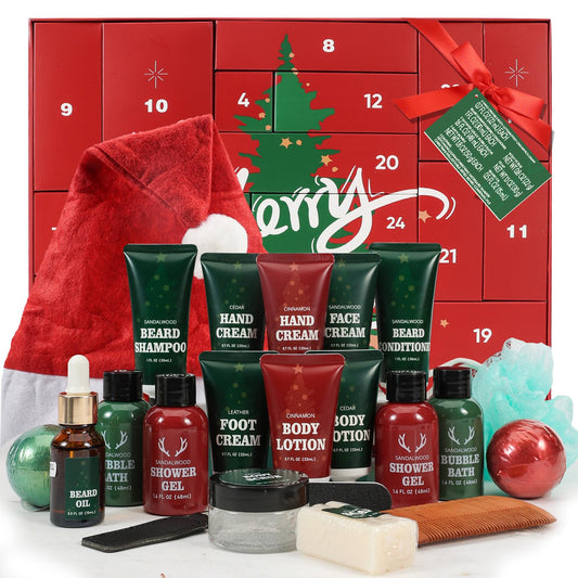 Advent Calendar 2025 Men, Rinse&Robust 24PCS Men’s Beard Care Set Bath and Body Gift Set Christmas Gift for Him Selfcare & Bath Essentials Gift for Men, Boyfriend Husband Stocking Stuffers