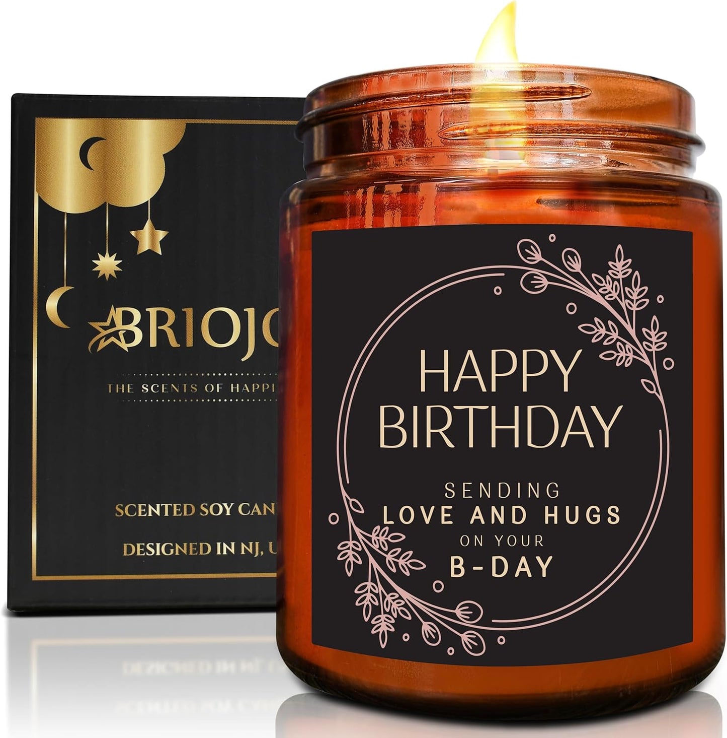 Birthday Gifts for Women Men - Sending Love Hugs Bday Candle for Her, Him, Best Friend - Happy Birthday Gifts for Mom Wife Girlfriend Aunt Sister Daughter - Jasmine Relaxing Soy Candle