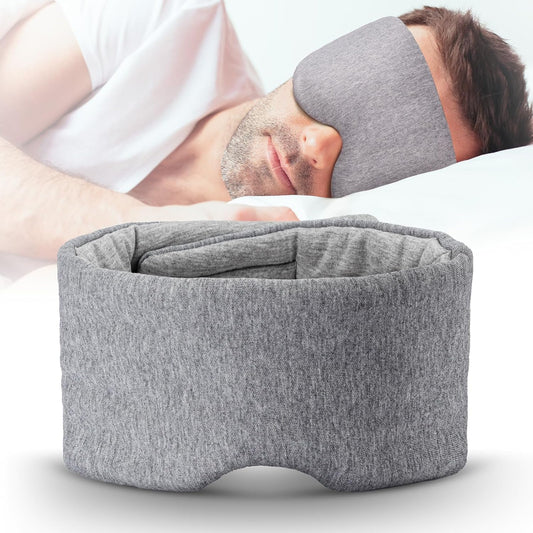 Cotton Sleep Eye Mask for Men Women, 100% Blocking Light Sleeping Mask for Side Sleeper, Soft Zero Pressure Cooling Blackout Eye Masks for Sleep, Eye Covers for Sleeping fits All Heads Adjustable