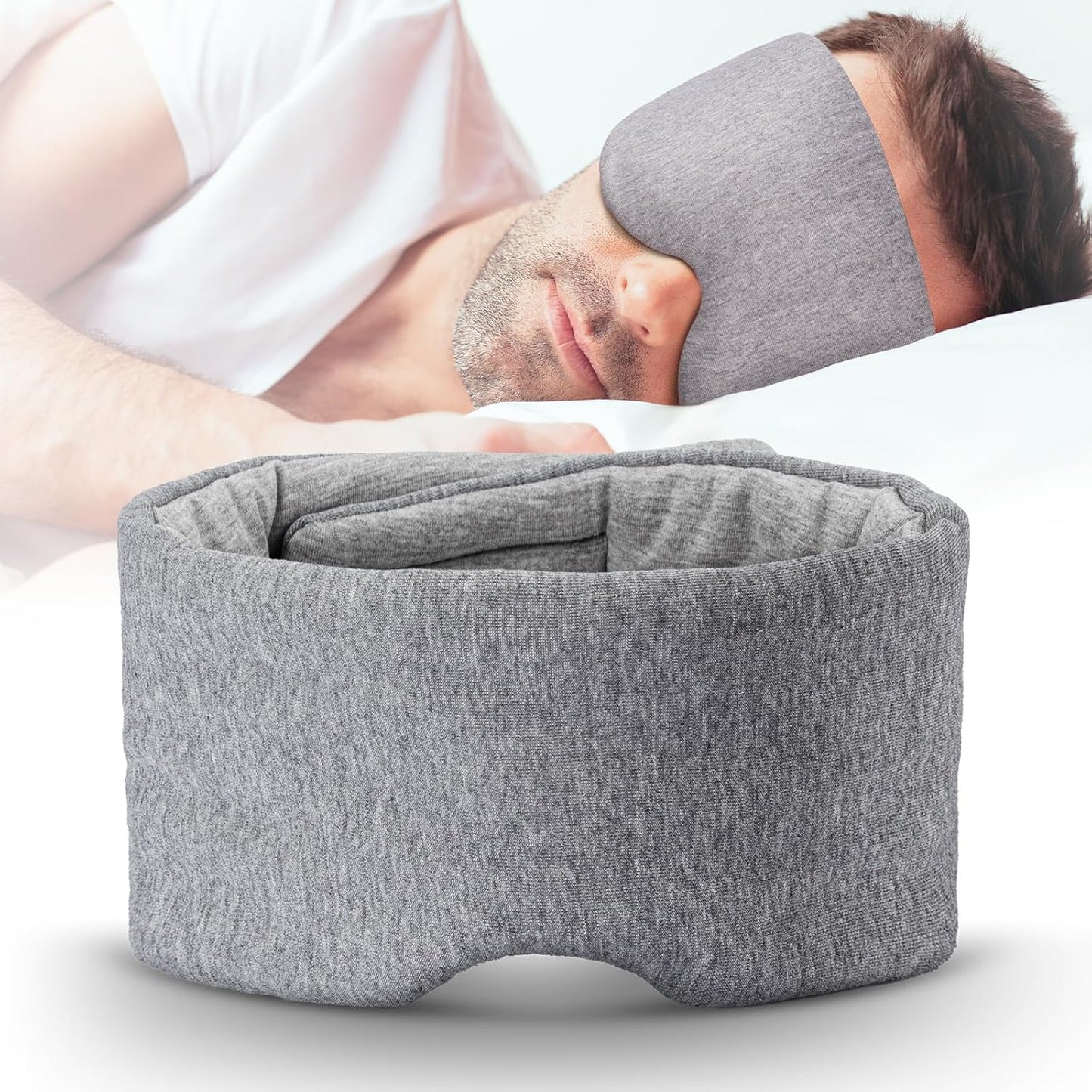 Cotton Sleep Eye Mask for Men Women, 100% Blocking Light Sleeping Mask for Side Sleeper, Soft Zero Pressure Cooling Blackout Eye Masks for Sleep, Eye Covers for Sleeping fits All Heads Adjustable
