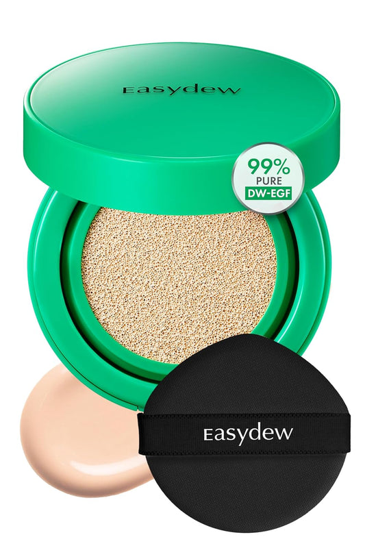 Easydew Mela B Toning Ampoule Cushion - 2-in-1 Korean Skin Care & Face Beauty Makeup - Age-Defying Full Coverage Cushion Foundation with Niacinamide & Hyaluron-Vital C 0.45 oz (#19 Sand)
