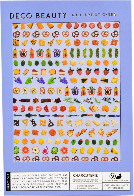 Deco Beauty Charcuterie Nail Stickers - Lightweight & Easy-to-Apply Nail Art with Trendy Designs - Durable & Long-Lasting Nail Stickers for Women, Ideal for DIY Manicures & Salon-Quality Nails