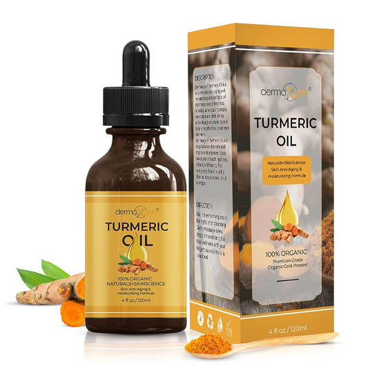 Organic Turmeric Oil for Skin Lightening - Turmeric Face Oil for Dark Spots, Anti-Aging & Hydrating Dry Skin - Glow Moisturizer for Face, Neck & Eyes (4 FL OZ / 60 ML)