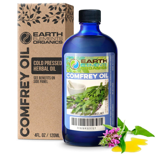 Comfrey Oil Raw with Sunflower Oil, Infused, Pressed Herbal Remedy, Support for Bruises, Sore Muscles, and Healthy Skin, Organic Skincare for All Skin Types - 4 fl oz