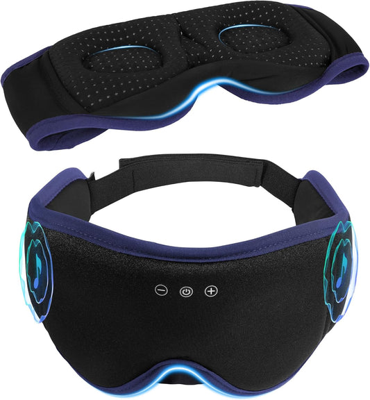 LC-dolida Sleep Mask with Headphones Bluetooth 5.4, 3D Sleeping Headphones for Side Sleepers Bluetooth Sleep Mask Blackout Bluetooth Eye Mask for Sleeping Travel Meditation Men Women