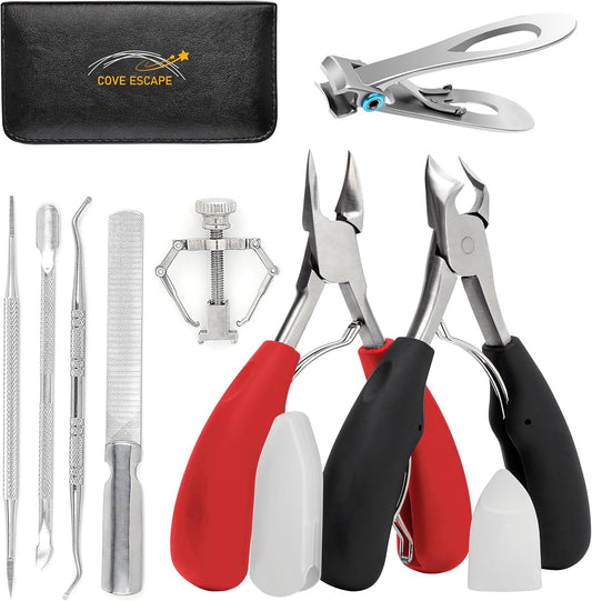 Toenail Clippers for Seniors Thick Toenails- Heavy Duty Podiatrist Ingrown Toe Nail Cutter for Men, Professional & Adults - Easy Grip Handle Stainless Steel (Large, 8, Count)