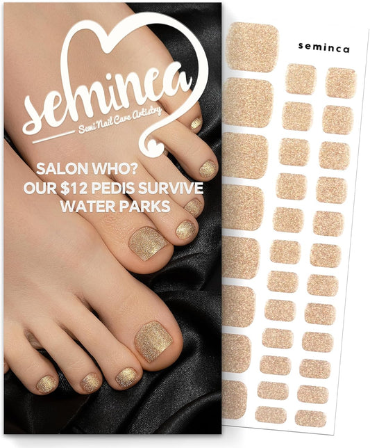 32Pcs Semi Cured Gel Toe Nail Strips (Shining Star.Pedicure), Pedicure Stickers for Toes