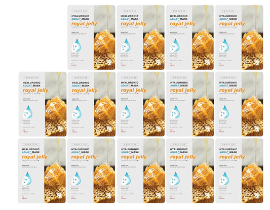 Hyaluronic Aqua Plus Essence Full Face Facial Sheet Mask 14 Sheets - 2 WEEKS SET (ROYAL JELLY - 14 pack)