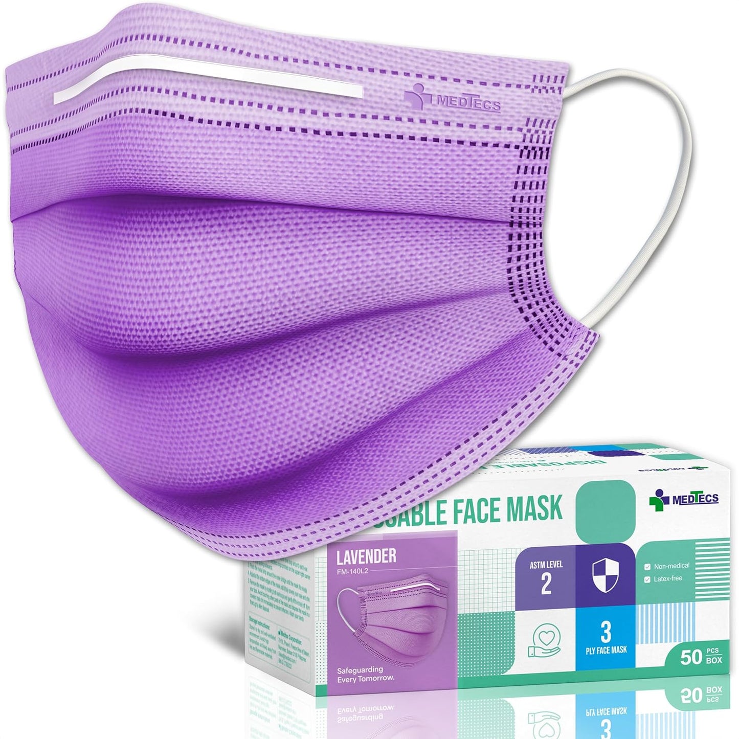 Medtecs Face Mask Disposable – Available in 50 & 2,000 pcs – ASTM Level 1, 3-Ply Breathable, Soft Fit – Adult Size – Ideal for Commuting & Daily Wear