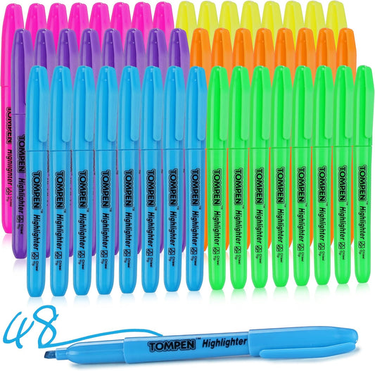 Highlighters Bulk 48 Pack–6 Assorted Colors Chisel Tip High lighter Marker Set for School,Office,Bible Study, Journaling–Smear-Free,Quick Dry Ink No Bleed Fluorescent Pens for Teachers Students