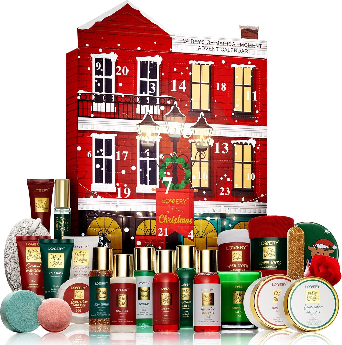 Advent Calendar 2025 Adult Women – 24pc Beauty & Spa Christmas Advent Calendar for Teen Girls – Limited Edition Bath & Body Gift Set – Makeup & Skincare Countdown Calendar