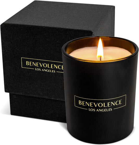 Benevolence LA Lavender, Mint & Sage Scented Candle | Soy Candles, Black Candle for Home | Gifts for Women and Men | Home Fragrance | Aromatherapy | Bathroom Freshener | 8oz, 45 Hour Burn