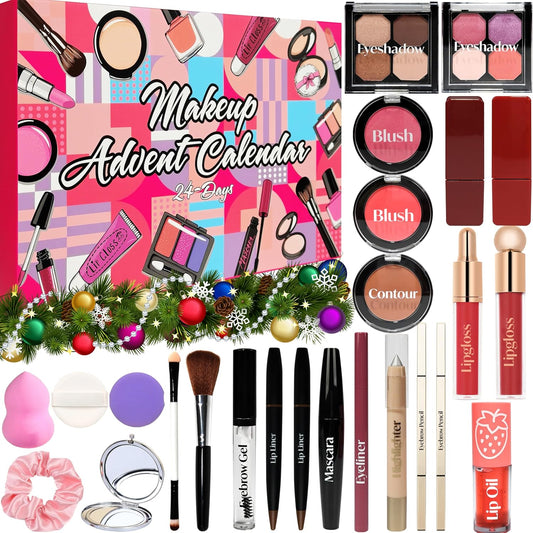 Makeup Advent Calendar 2025 Teen Girls Women Beauty Make Up Advent Calendar, 24 Days 2025 Christmas Countdown Full Makeup Kits Beauty Skincare Sets Gifts For Teen Girls women